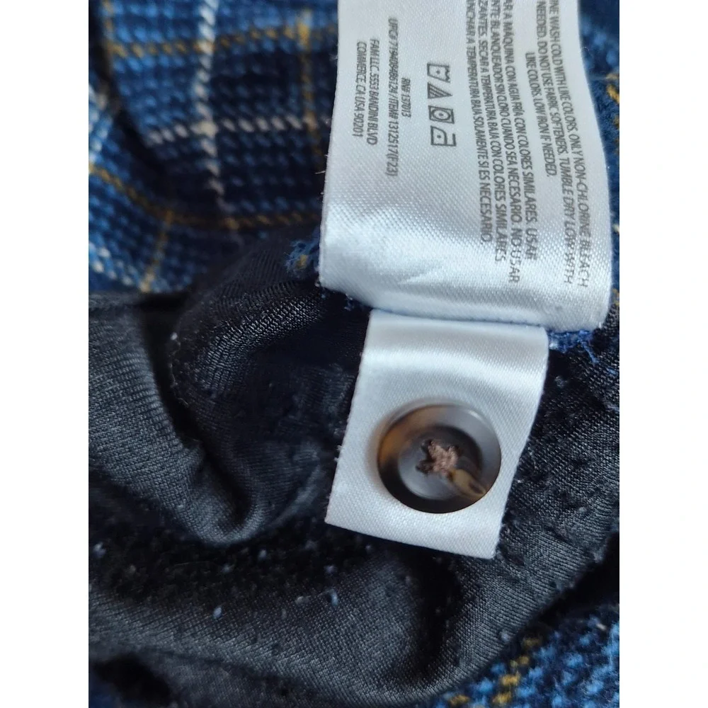 Orvis Mens Flannel Double Chest Pocket Shirt Jacket XL Blue White Brown